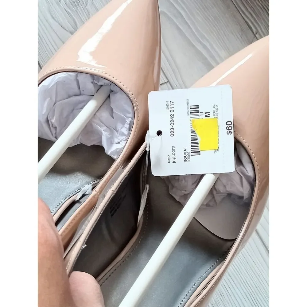 (ST1-6035) Women's Worthington Zool Pointed Toe Block Heel Pumps - Nougat Sz 11